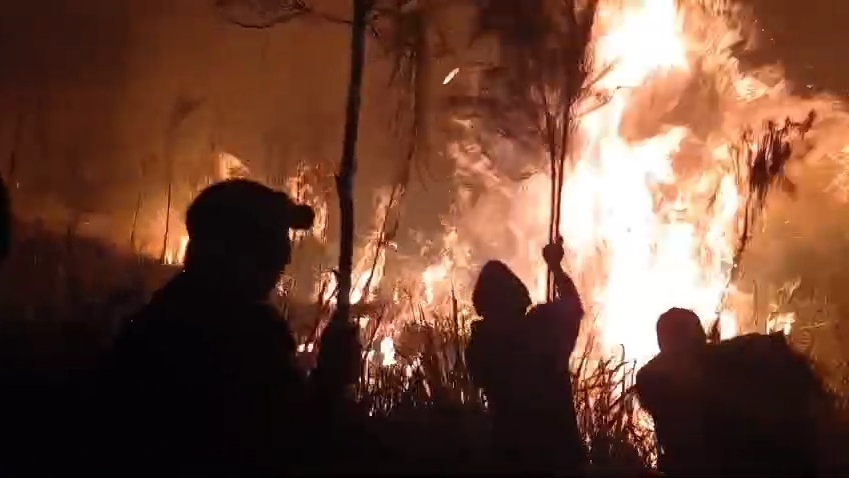 Water Bombing Tak Maksimal, Relawan Padamkan Kebakaran di Arjuno hingga Malam